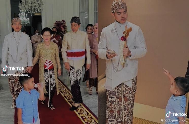 Tingkah Kocak Nahyan Nasution di Nikahan Kaesang (TikTok/@bobbynasution_)