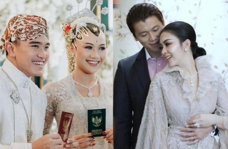 Kaesang Pangarep dan Erina Gudono (kiri) - Syahrini dan Reino Barack (kanan). (Kolase Instagram)