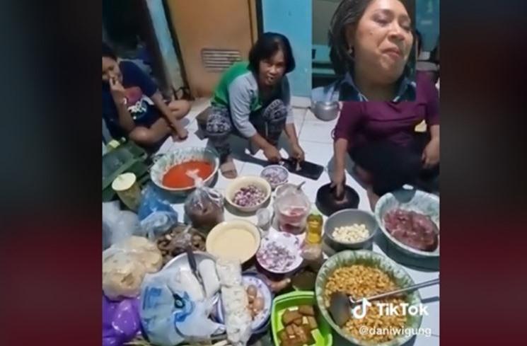 Potret Rewang di Hajatan Kaesang-Erina. (TikTok/daniwigung)