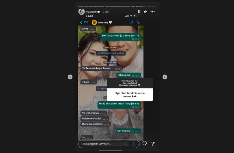 Tangkapan Layar Chat Whatsapp Via Vallen (instagram/viavallen)