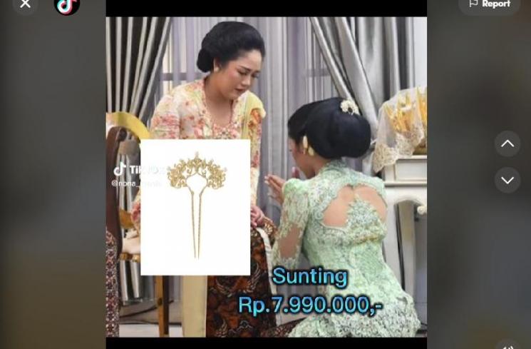 Aksesoris Printilan Erina Gudono saat Pernikahan. (TikTok)
