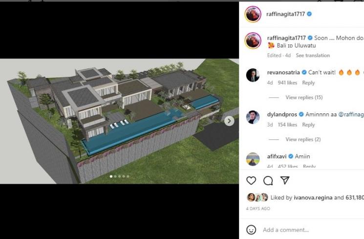 Raffi Ahmad Kena Nyinyir Pamer Rumah Mewah di Bali. (Instagram/raffinagita1717)
