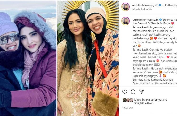 Aurel Hermansyah Posting Foto Ketiga Ibunya. (Instagram/aurelie.hermansyah)