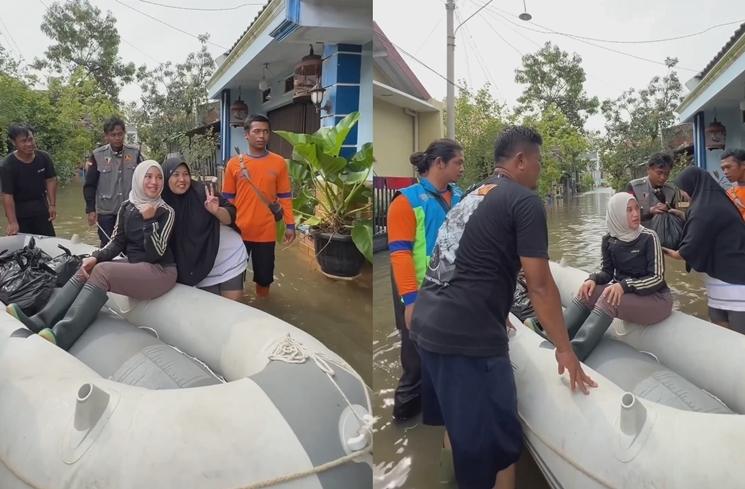 Momen Chacha Frederica Blusukan ke Daerah Banjir (instagram/@chafrederica)