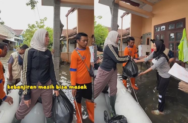 Momen Chacha Frederica Blusukan ke Daerah Banjir (instagram/@chafrederica)