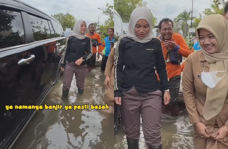 Momen Chacha Frederica Blusukan ke Daerah Banjir (instagram/@chafrederica)