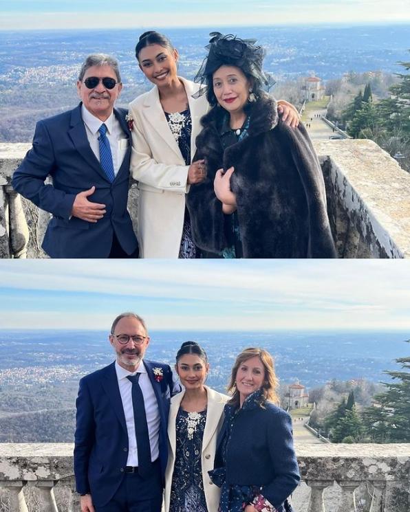 Momen Novia Bachmid Kondangan di Italia. (Instagram/noviabachmid)