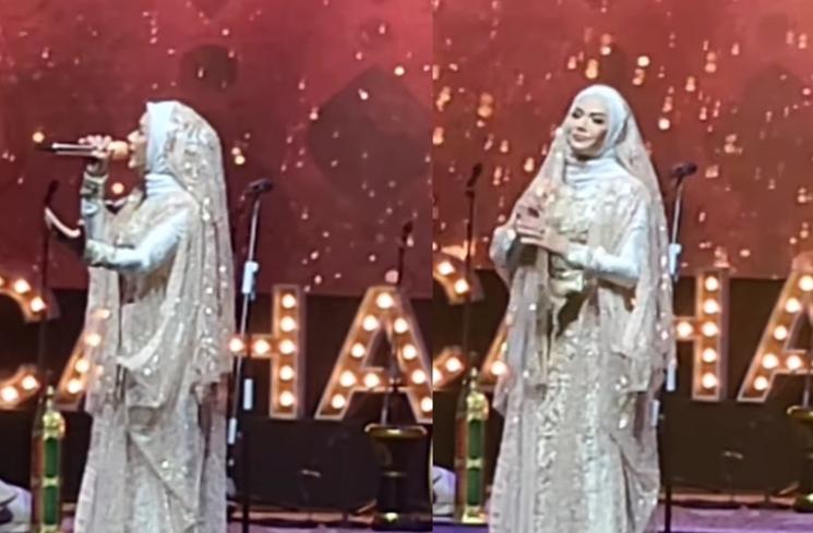 Potret Krisdayanti Berhijab saat Manggung (Instagram/@_ummi_pipik_)