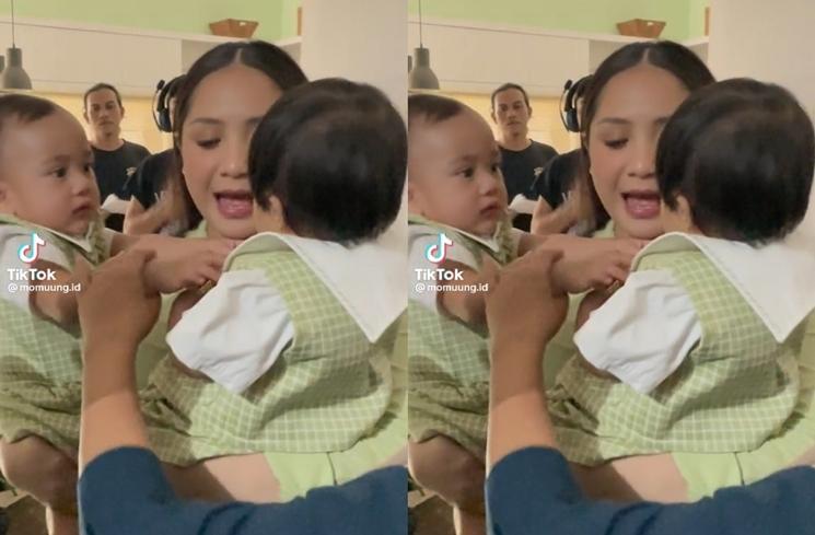 Potret Rayyanza dan Ameena Syuting Iklan (TikTok/@momuung.id)