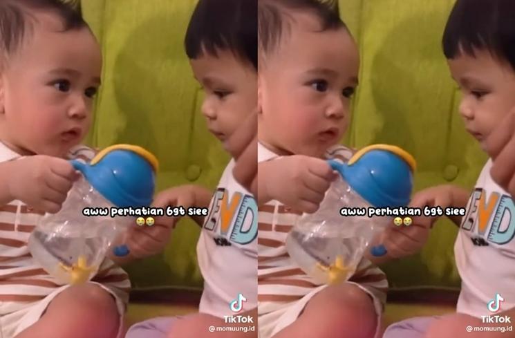 Potret Rayyanza dan Ameena Syuting Iklan (TikTok/@momuung.id)
