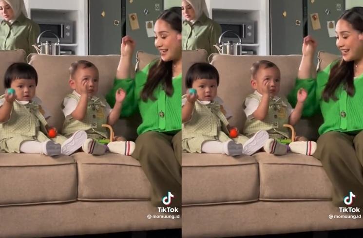 Potret Rayyanza dan Ameena Syuting Iklan (TikTok/@momuung.id)