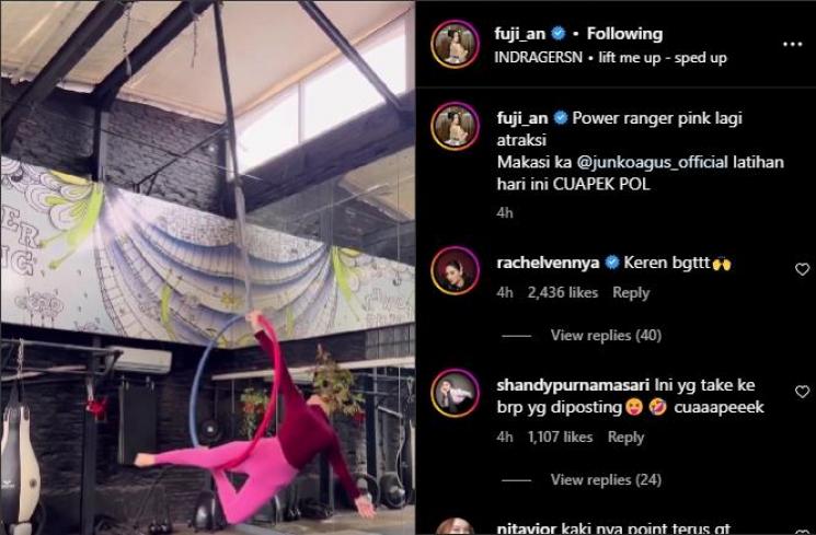 Fuji Latihan Aerial Hoop. (Instagram/fuji_an)