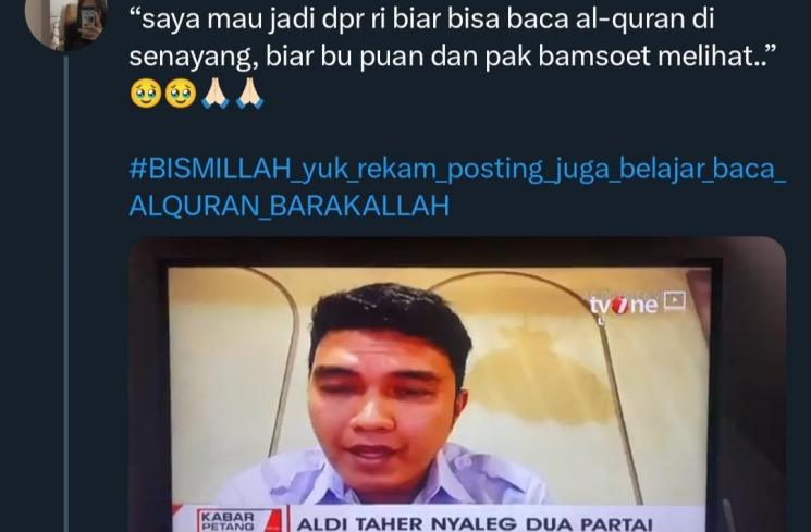 Momen Kocak Aldi Taher Saat Wawancara di TV (twitter/vaneeaye) 