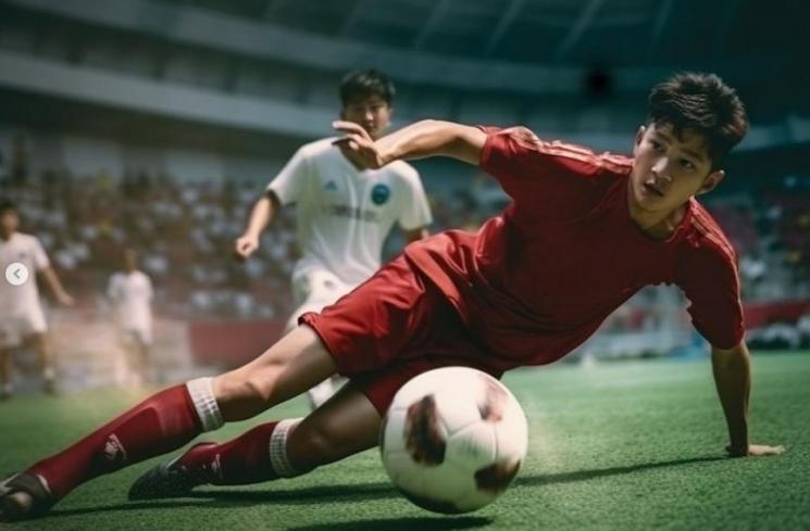 Potret Rafathar jadi pemain timnas versi AI. (Instagram/raffinagita1717)