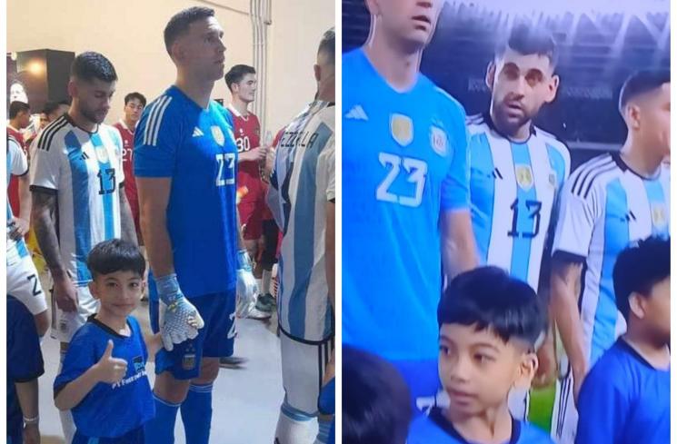 Jan Ethes dampingi Martinez di laga Argentina vs Indonesia (Twitter/@gibran_tweet)