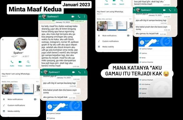 Bukti Dugaan Perselingkuhan Syahnaz dan Rendy Kjaernett (instagram/@ladynayoan)
