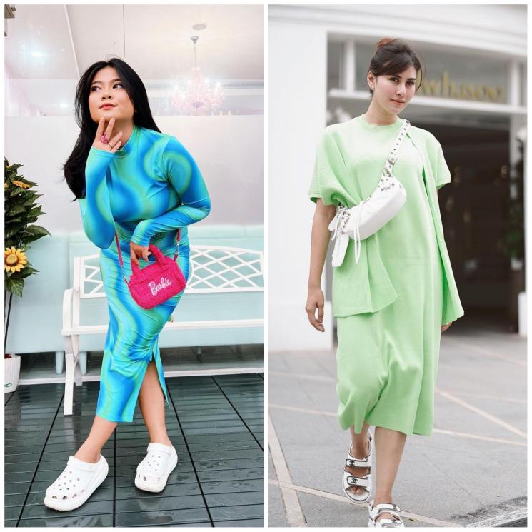 Adu Gaya Hanum Mega Vs Syahnaz Sadiqah(Instagram/@real.hanummegaa/@syahnaz)