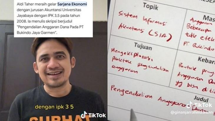 Dosen ini memuji skripsi Aldi Taher. (TikTok)