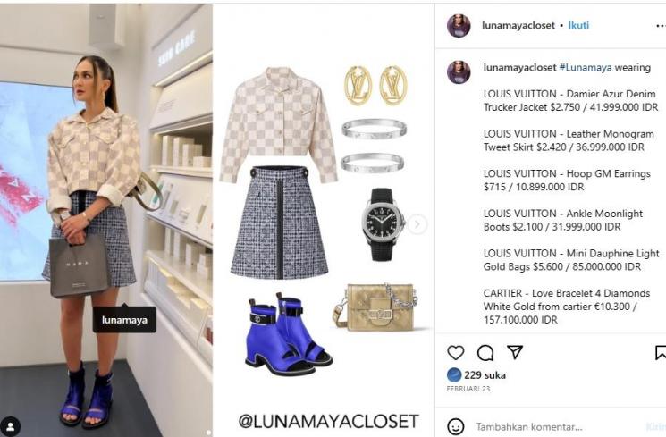 Rincian outfit Luna Maya (instagram/lunamayacloset)