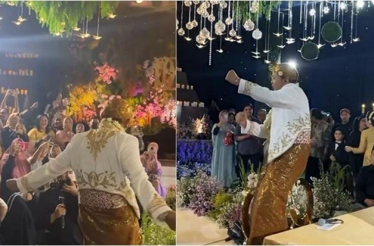 Denny Caknan selebrasi Siu khas Ronaldo setelah ijab kabul. (Instagram/ dennybella)