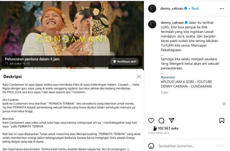 Unggahan Instagram Denny Caknan (instagram/denny_caknan)