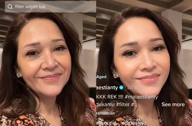 Artis Ikut Pakai Tren Aged di TikTok (tiktok/@maiaestianty)
