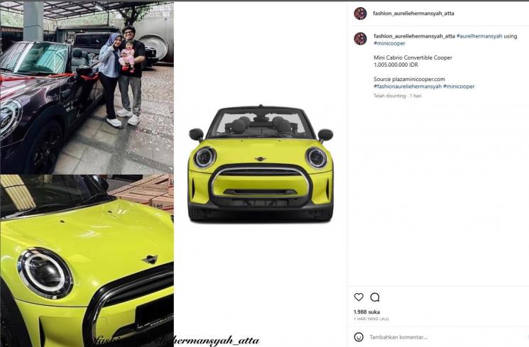 Hadiah ulang tahun Aurel Hermansyah (instagram)