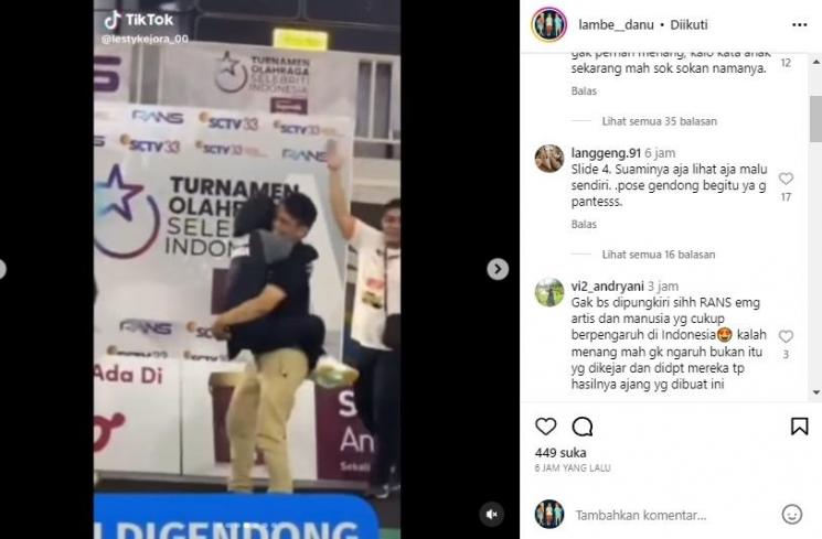 Lesti Kejora digendong ayahnya (instagram)