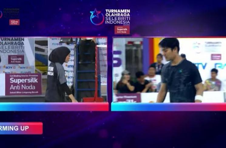 Momen Lesti Kejora dan Rizky Billar Tanding Badminton.  (YouTube/RANS Entertainment)