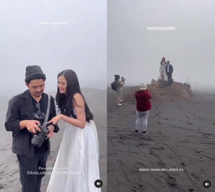 Denny Caknan dan Bella Bonita pemotretan di Bromo. (Instagram/@dennybella__)