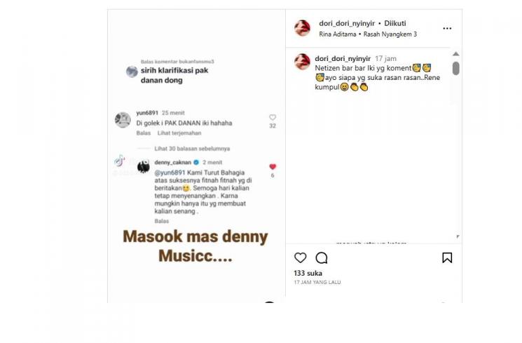 Tanggapan Denny Caknan (instagram)