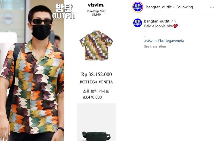 RM BTS pakai outfit kayak baju batik (Instagram/bangtan_outfit)