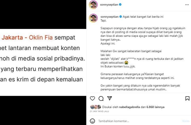 Seleb yang kecam aksi Oklin Fia (Instagram/@sonnyseptian)