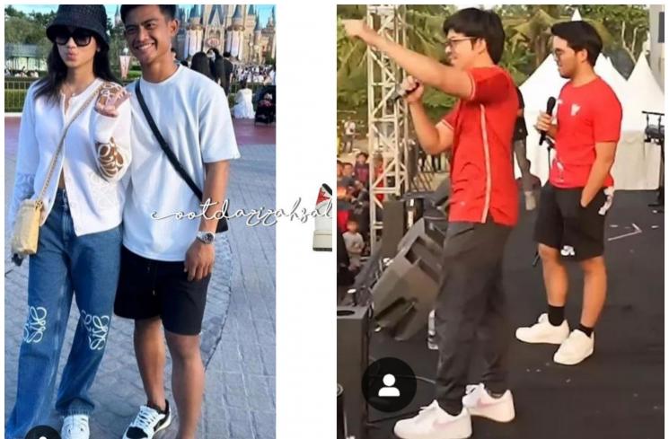 perbedaan harga sepatu Pratama Arhan dan Thariq Halilintar (kolase Instagram)