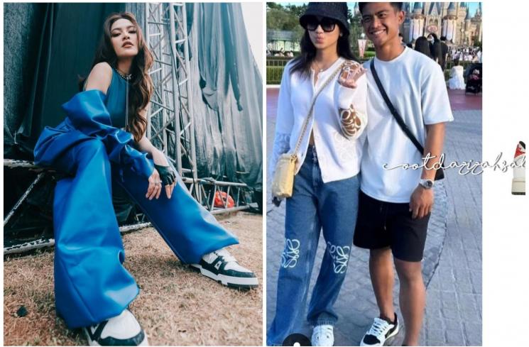 harga sepatu Mahalini dan Pratama Arhan (kolase Instagram)