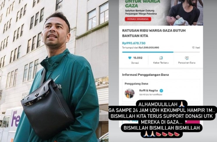 Raffi Ahmad dan Nagita Slavina open donasi untuk Palestina