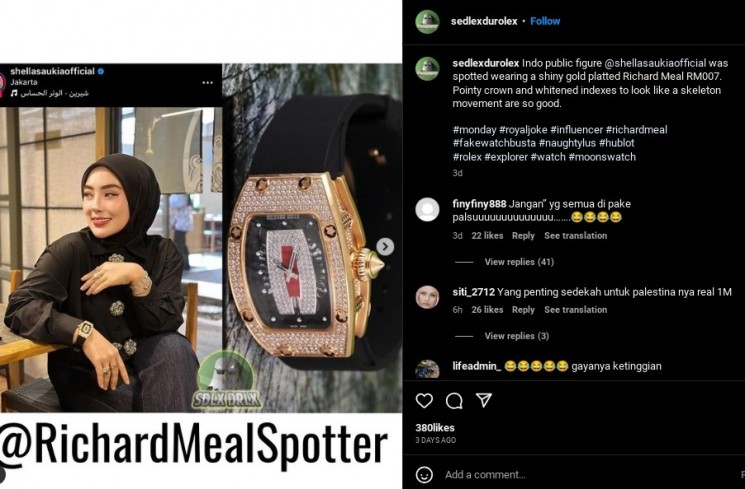Shella Saukia diledek Erin Taulany pakai jam tangan palsu
