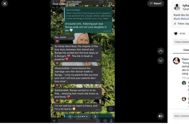 Percakapan ibunda Ashraf dengan BCL. (TikTok/@tyha_fatyah)
