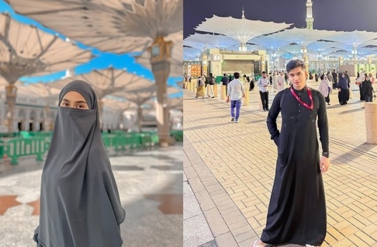 Artis umrah di tahun baru 2024 (Instagram/@riaricis1795/@teukuryantr)