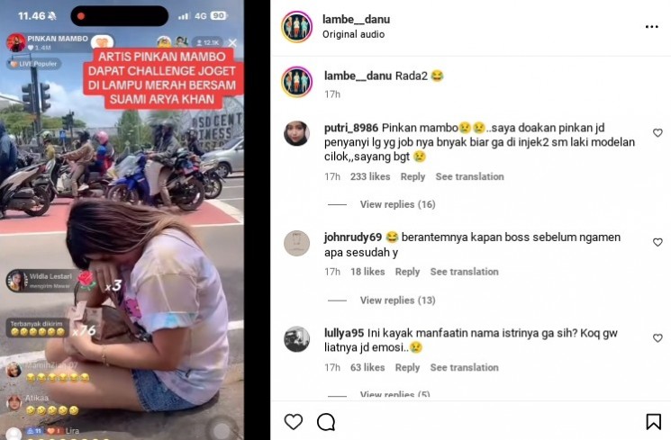 Pinkan Mambo ngamen di jalanan (Instagram/@lambe__danu)