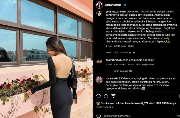 Azizah Salsha. (Instagram/@azizahsalsha_)