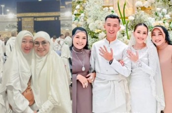 Ibu Ayu Ting Ting Pamer Foto Bareng Orang Tua Muhammad Fardhana di depan Kabah: Bestie Jadi Besan