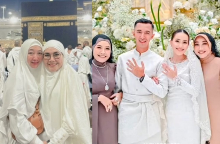Ibu Ayu Ting Ting pamer foto bareng orang tua Muhammad Fardhana di depan Kabah (Instagram)
