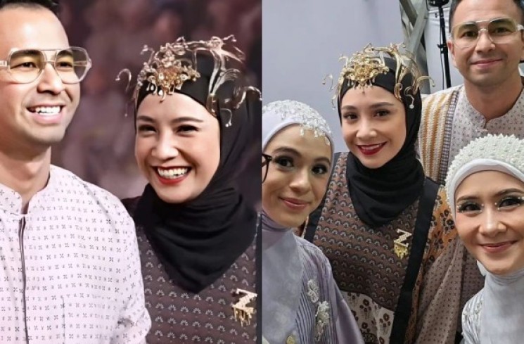 Kolase potret Nagita jadi model brand fashion Zaskia Sungkar. (instagram/@raffinagita1717)