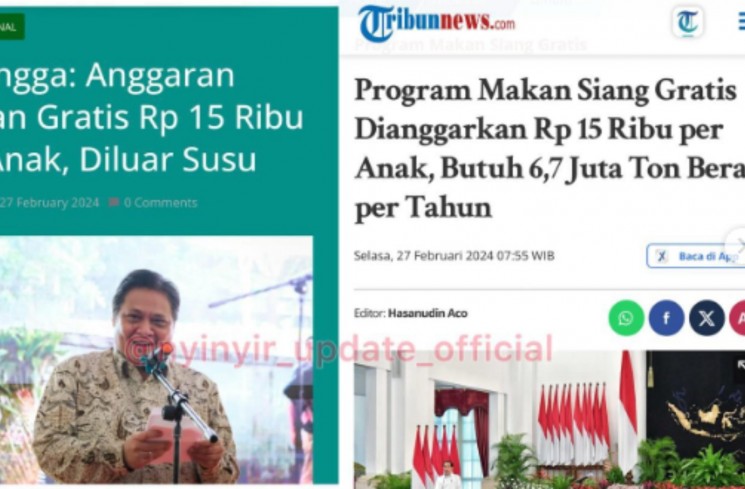 Jatah anak untuk makan siang gratis Rp 15 ribu