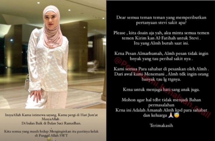 Unggahan Marissya Icha soal sakit Stevie Agnecya (Instagram/@marissyaichareal)
