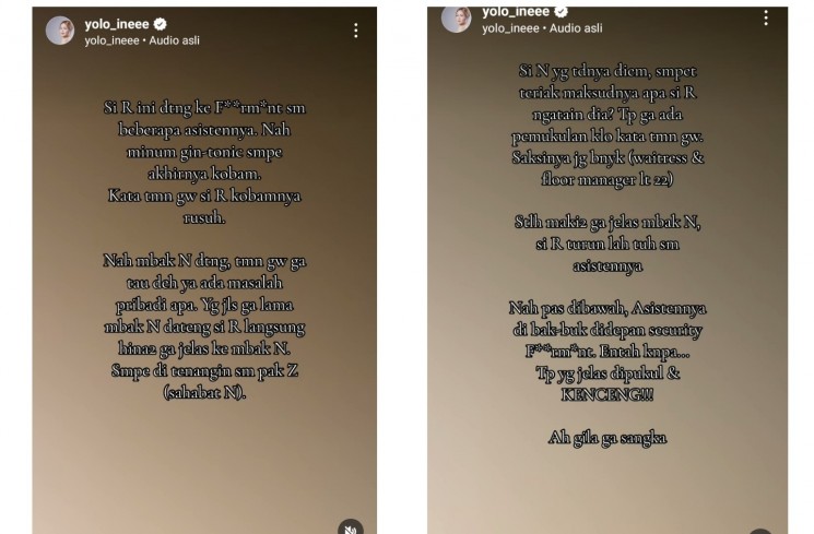 Unggahan Penjelasan Perilaku Minus Diduga Mantan Kekasih Nikita Mirzani.(Instagram/@yolo_ineee)