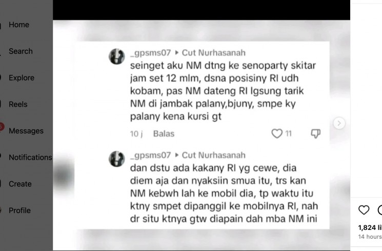 Sosok terduga saksi membongkar tabiat RI [Instagram/lambe_danu]