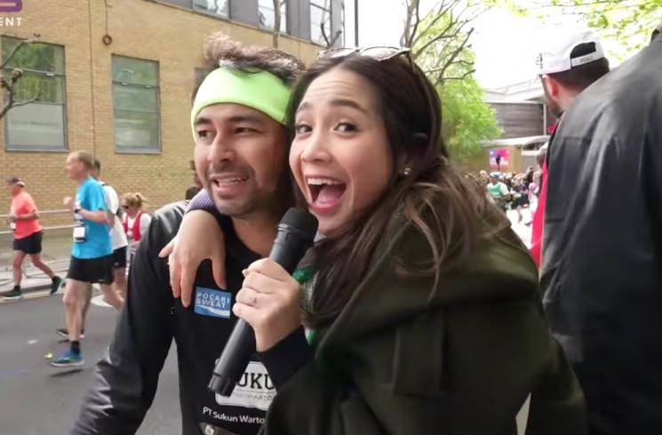 Nagita Slavina dukung Raffi Ahmad di London Marathon 2024 (YouTube Rans Entertainment)