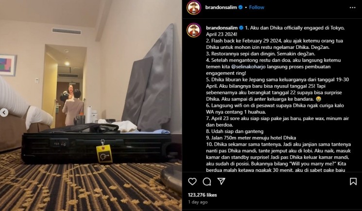 Brandon Salim dan kekasih (Instagram/@brandonsalim)